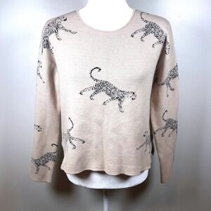 Leopard Print Sweater Crewneck Pullover Animal Print Viscose Size Small‎ Classic